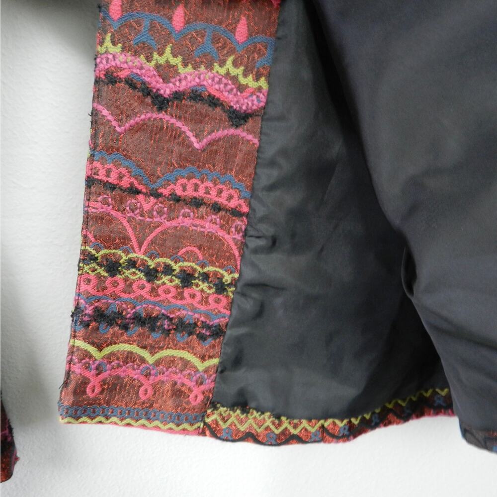 Chico's Jacket Size XL 3 Embroidered Beaded Southwestern Boho Artisan Burgundy - Picture 10 of 12